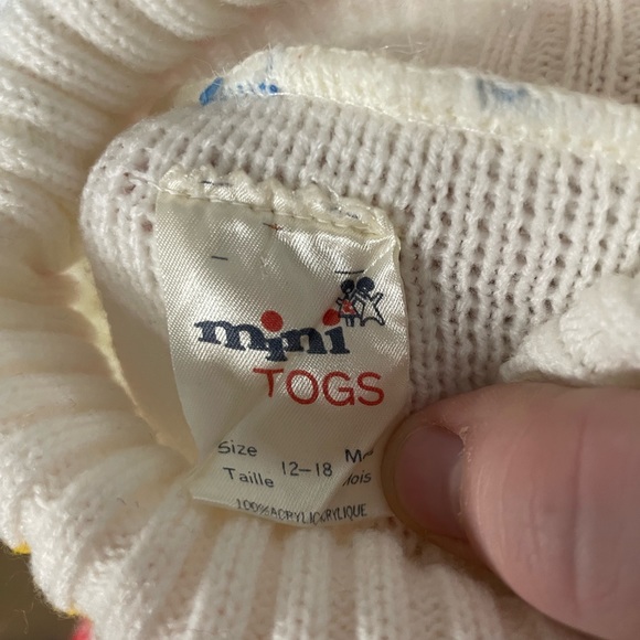 Vintage Mini Togs 12-18 Turtleneck Knit Sweater White Music Notes - Picture 2 of 3